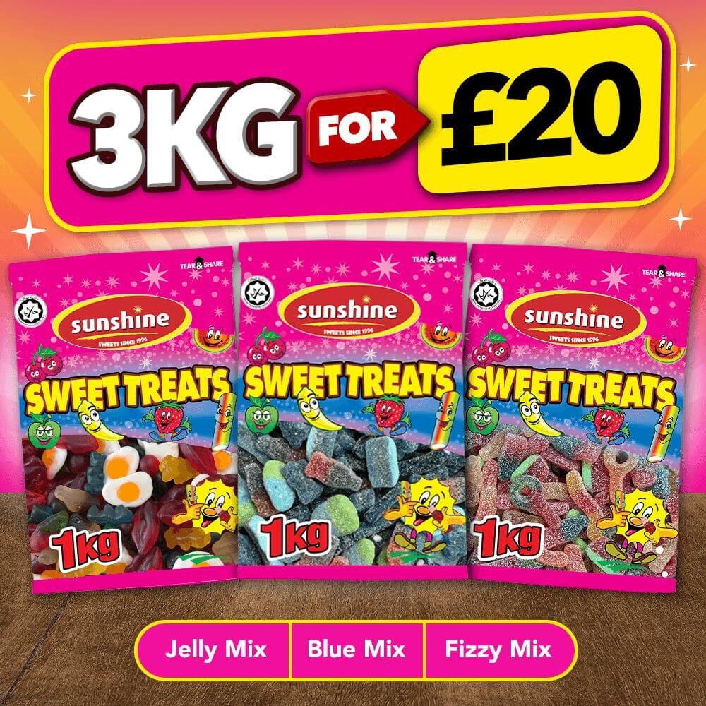 3kg for £20 Bundle - 1kg Jelly Mix, 1kg Blue Mix & 1kg Fizzy Mix