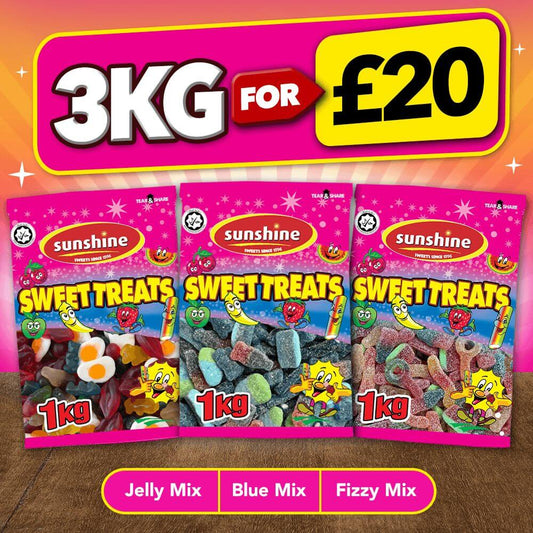 3kg for £20 Bundle - 1kg Jelly Mix, 1kg Blue Mix & 1kg Fizzy Mix
