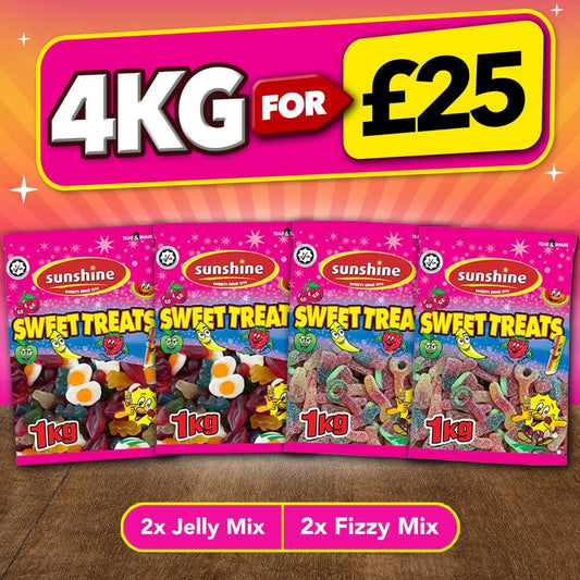 4kg for £25 Bundle - 2x 1kg Jelly Mix & 2x 1kg Fizzy Mix