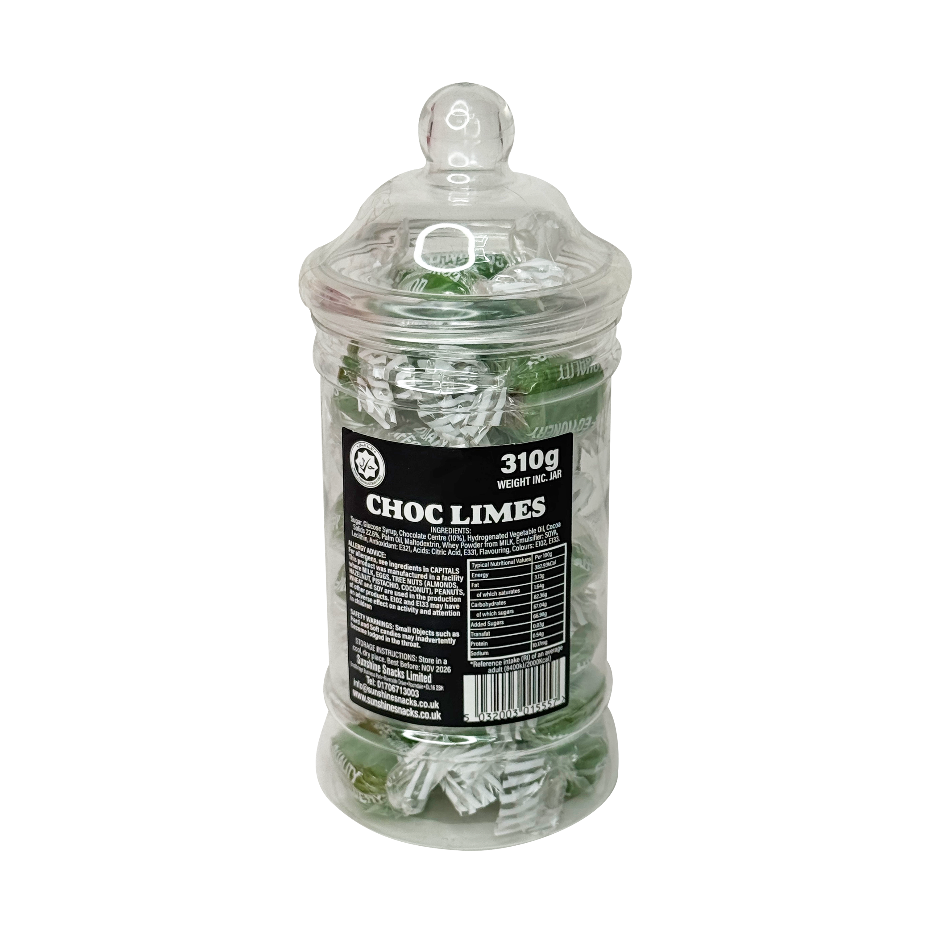 Choc Limes 310g - Sweet Jar