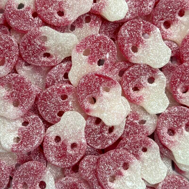 Vegan Red & White Fizzy Skulls - 1kg