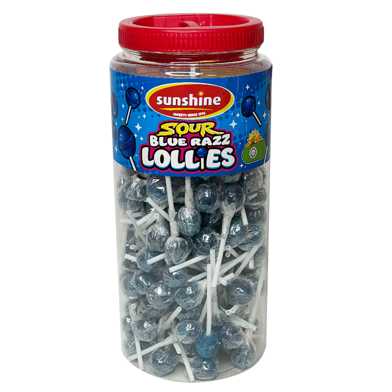 Sour Blue Razz Lollies Tub - 150 Lollies