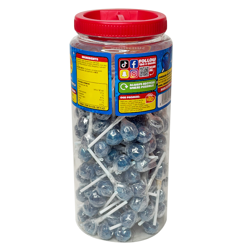 Sour Blue Razz Lollies Tub - 150 Lollies