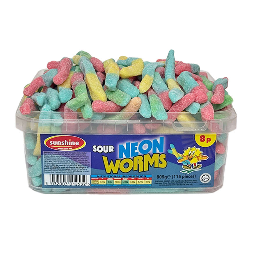 Sour Neon Worms Tub - 805g