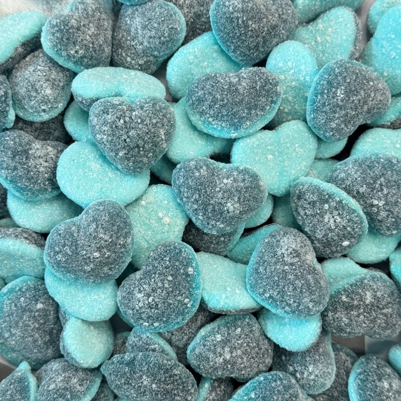 Blue Raspberry Hearts Halal Sour Raspberry Hearts 1kg – Sunshine Snacks Ltd
