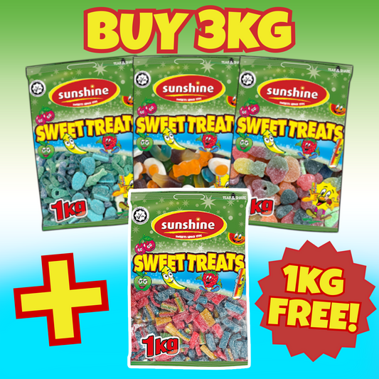 3kg for £21.00 & 1kg for FREE - Blue Mix, Jelly Mix, Fizzy Mix & Super Party Mix