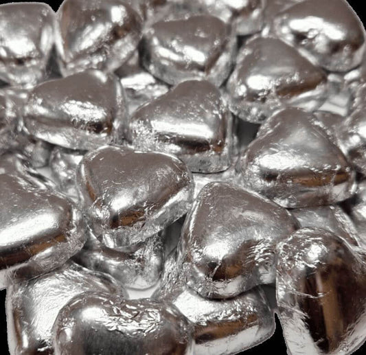 Milk Chocolate Silver Foil Hearts - 1kg